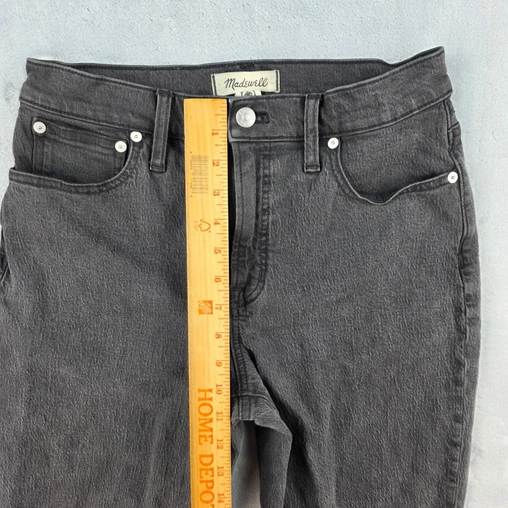 Madewell The Perfect Vintage Straight Jean 28P Washed‎ Black High Rise Raw Hem